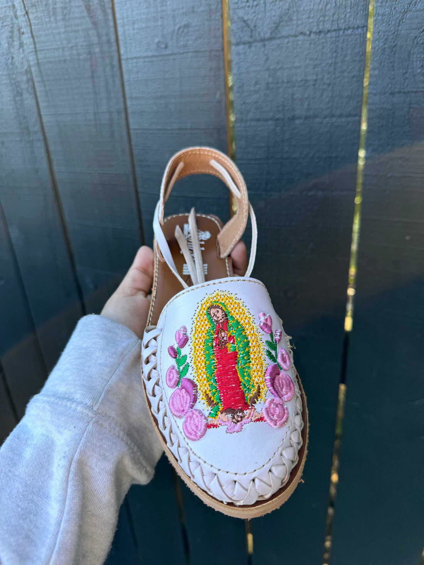 White Virgin de Guadalupe Huarache