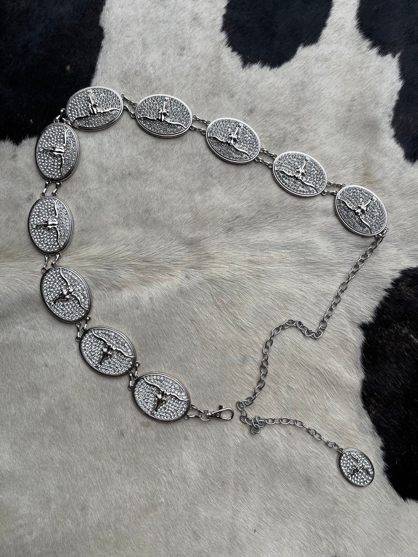 Long horn rhinestone belt