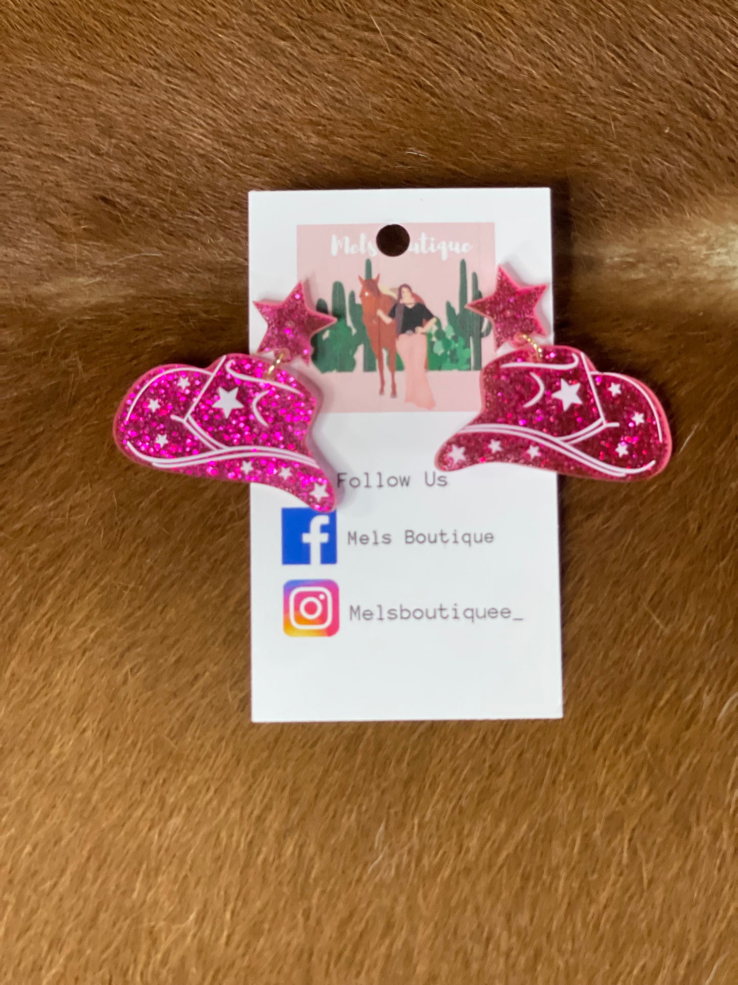 Small Hot Pink Hat earrings
