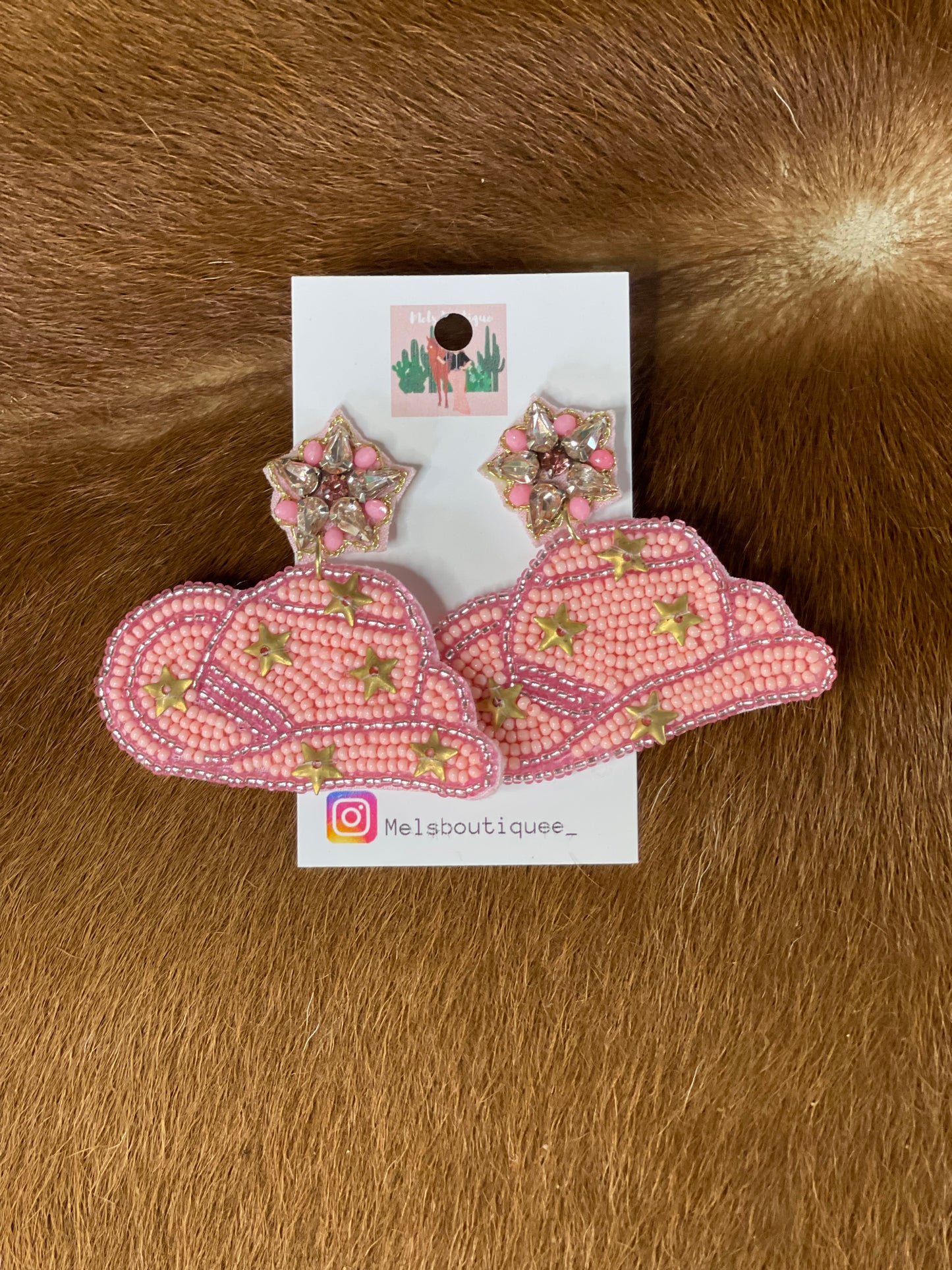 Star Pink Hat earrings