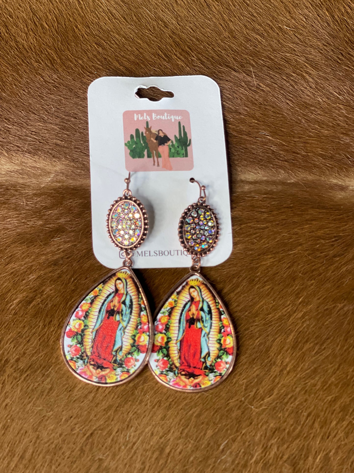 Virgen de Guadalupe brown earrings
