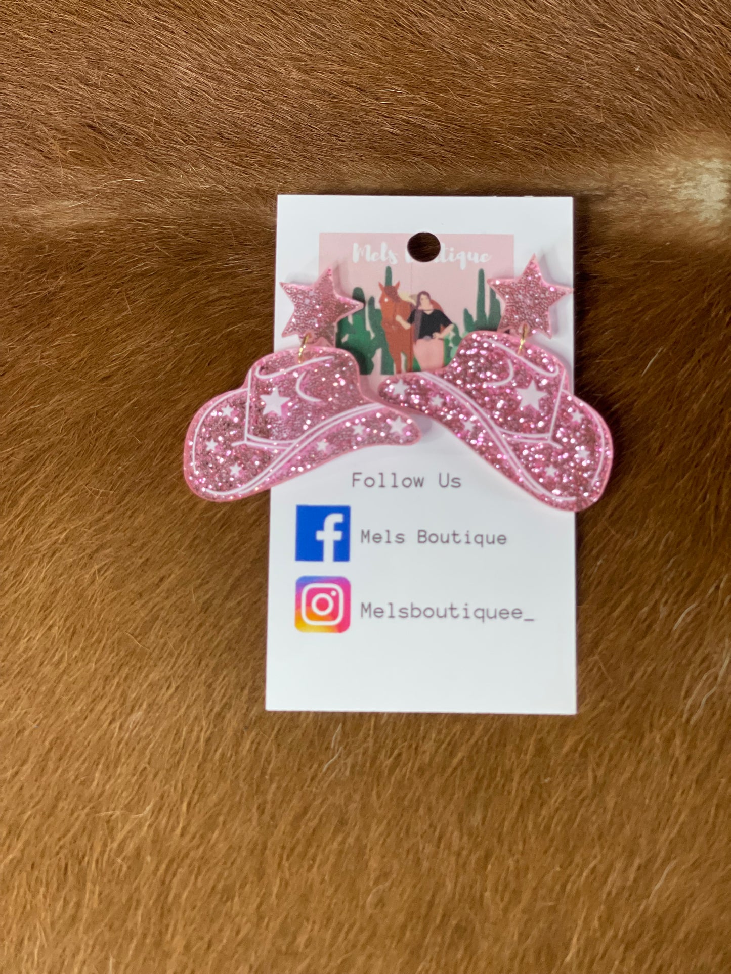 Small Pink Hat earrings