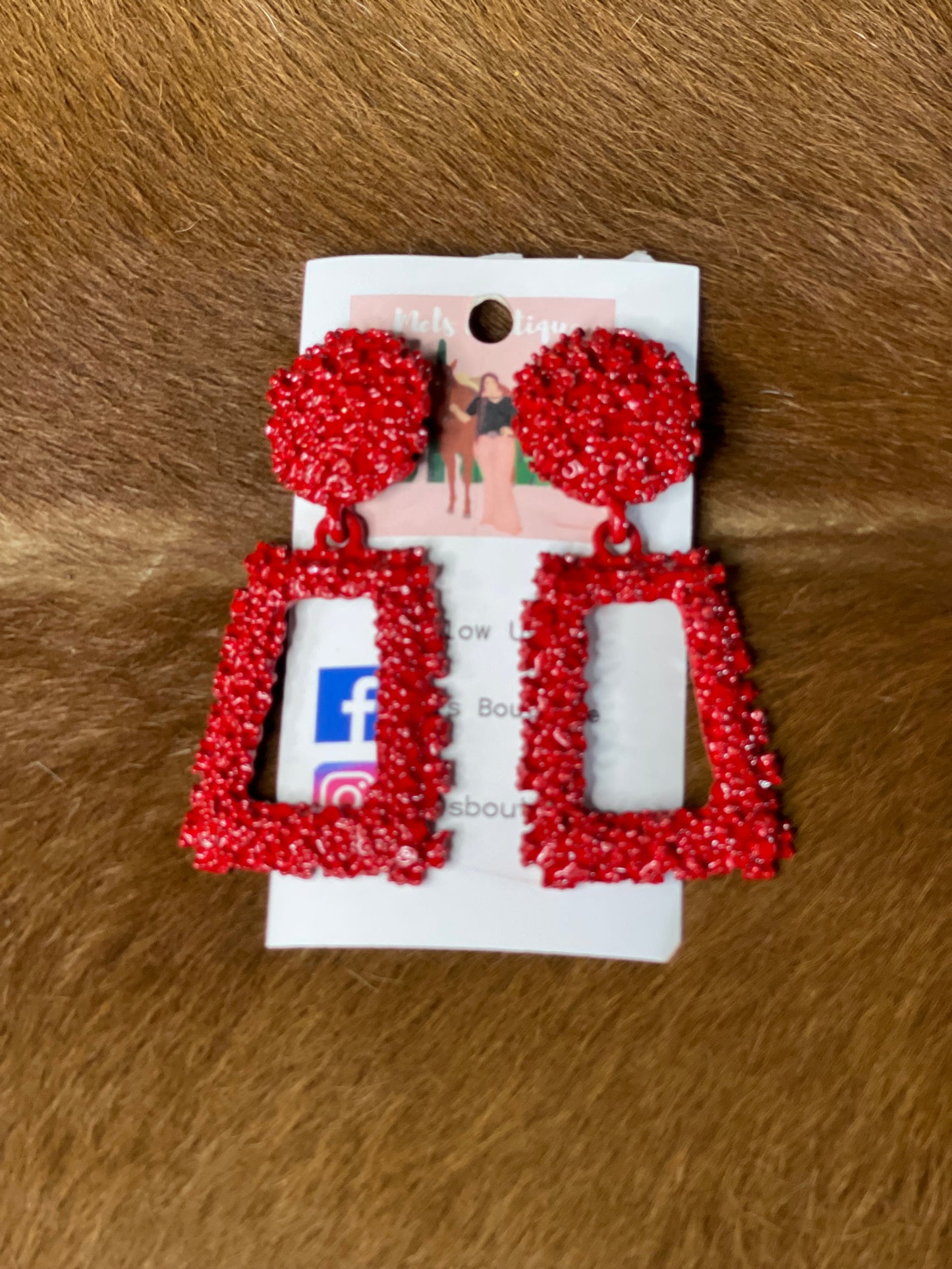 Red Rectangle Drop earrings