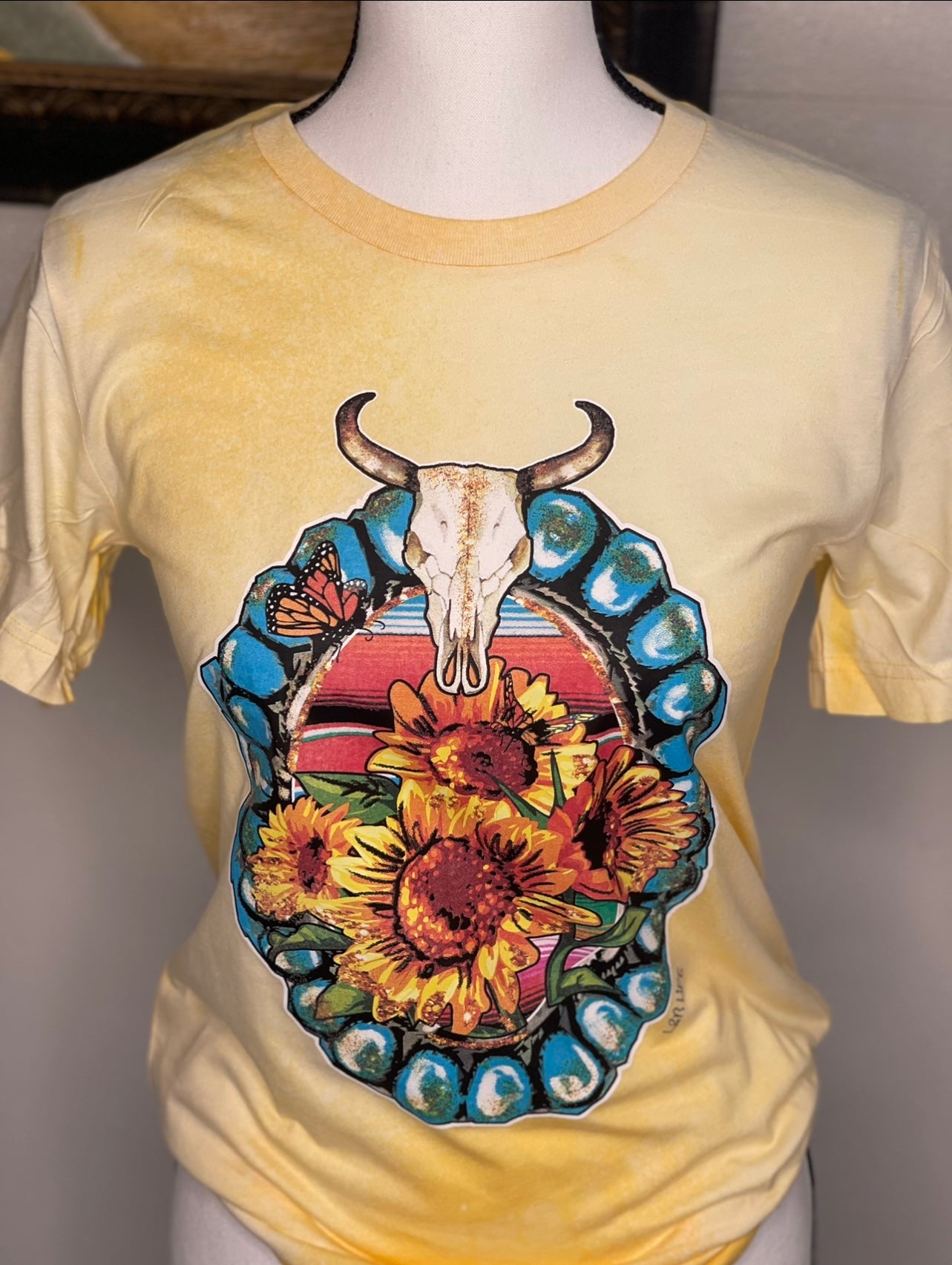 Bleached Yellow Turq Tee