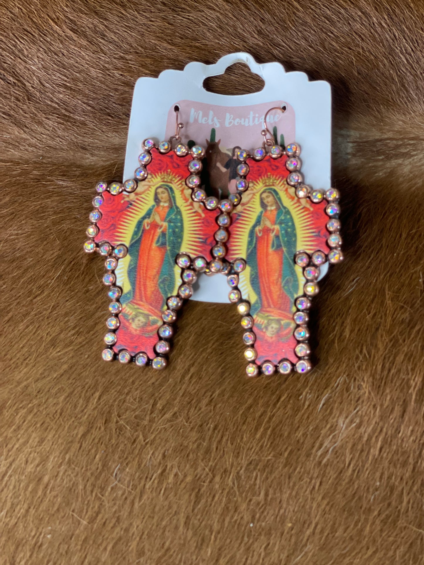Virgencita Cross Earring