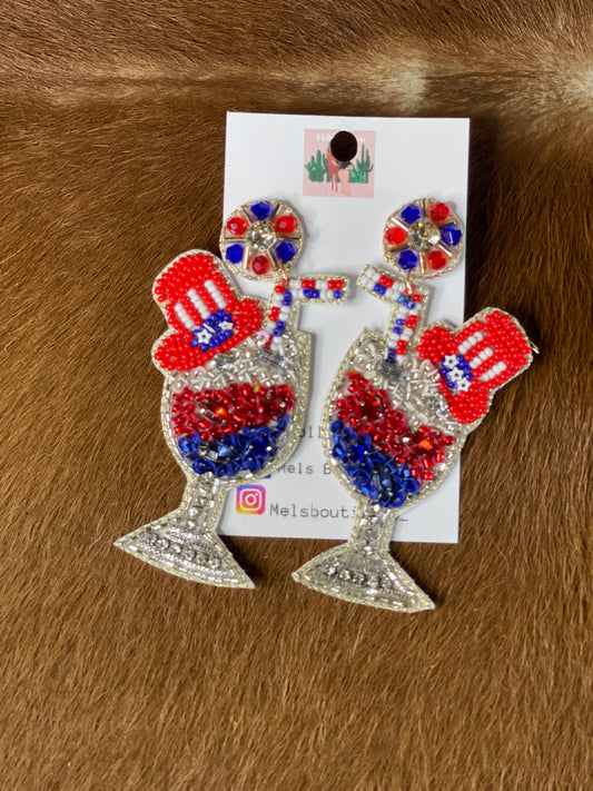 4th of July Drink earring